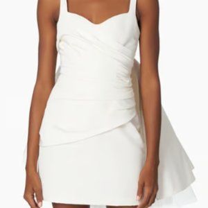 Carolina Herrera Wrap Bodice Mini Dress With Watteau